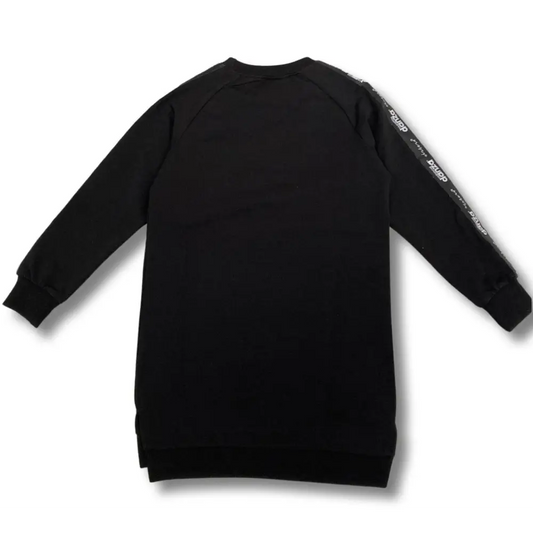 Vestito felpa nero a maniche lunghe con banda logo sulla manica e polsini a costine abito felpa ragazza Dimensione Danza