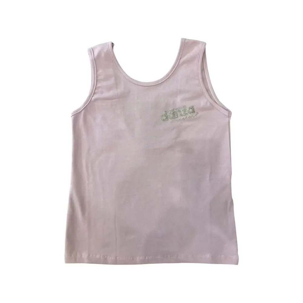 Canotta rosa chiaro in cotone per bambina con logo piccolo canotta top corto ragazza Dimensione Danza ideale per danza e svago