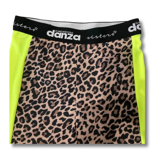 leggings maculati bambina 8-16 anni Dimensione Danza con pannelli laterali giallo fluo e vita elasticizzata