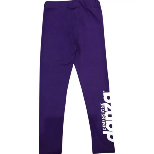 leggings ragazza Dimensione Danza viola con logo bianco sulla gamba vita elasticizzata modello slim