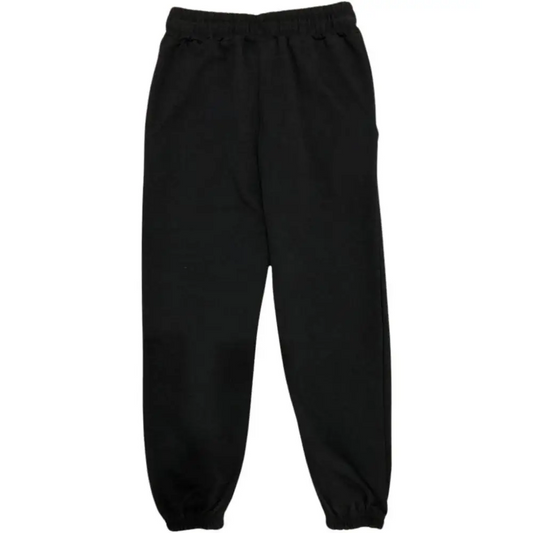 pantaloni Dimensione Danza ragazza neri in felpa con vita elastica e polsini elastici per danza