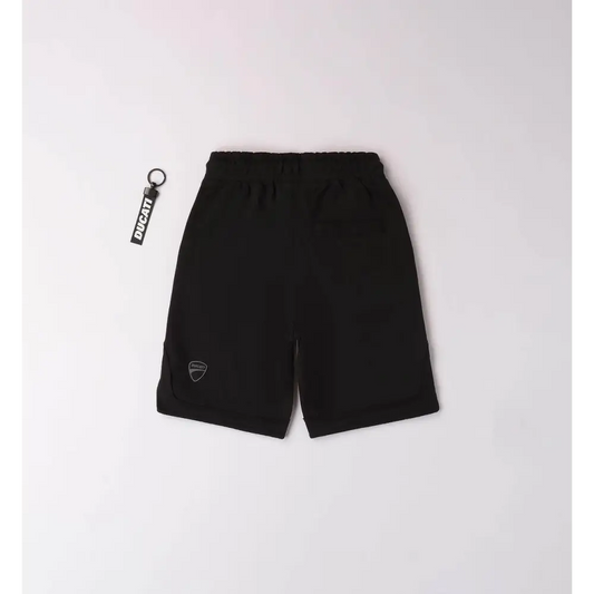 pantaloni basket Ducati ragazzo neri con elastico in vita logo Ducati ricamato sul davanti e portachiavi