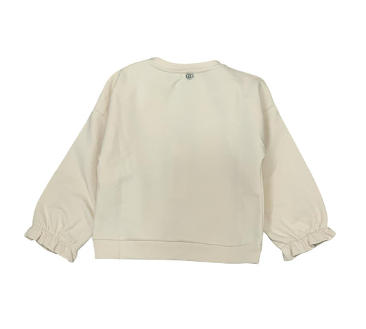 Felpa beige bambina School of Rock con maniche a sbuffo e design elegante sul retro