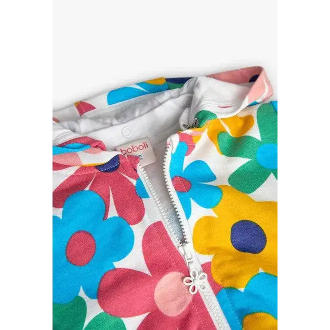 Felpa bambina cappuccio staccabile Boboli con zip e fantasia floreale colorata
