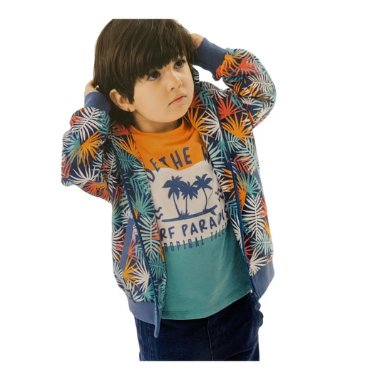 FELPA COLORATO BAMBINO CAPPUCCIO STACCABILE BOBOLI 321152 - felpa