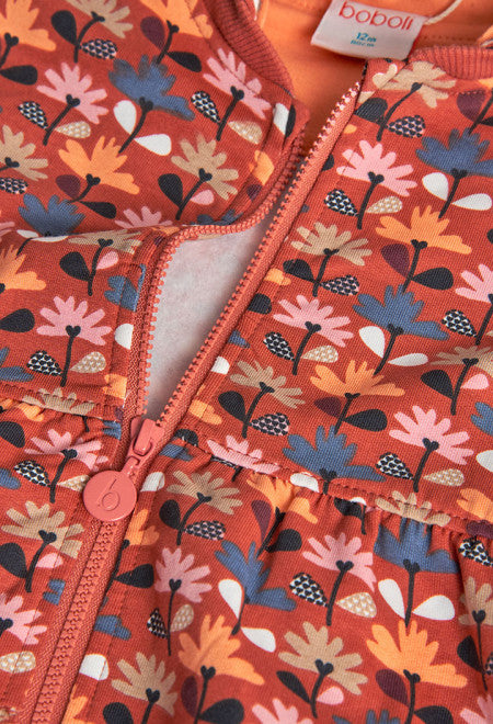 Felpa con stampa floreale e cappuccio rimuovibile bambina di Boboli con cerniera rosa e fiori colorati
