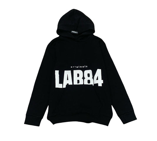 Felpa nera con Logo Lab84 – Cappuccio e Tasca Frontale per uno stile casual e sportivo