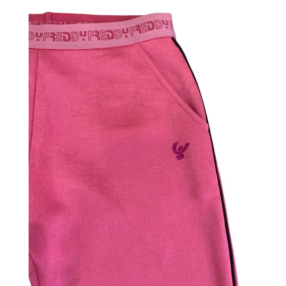 pantaloni tuta ragazza FREDDY rosa con vita elasticizzata logo ripetuto tasche laterali e banda nera
