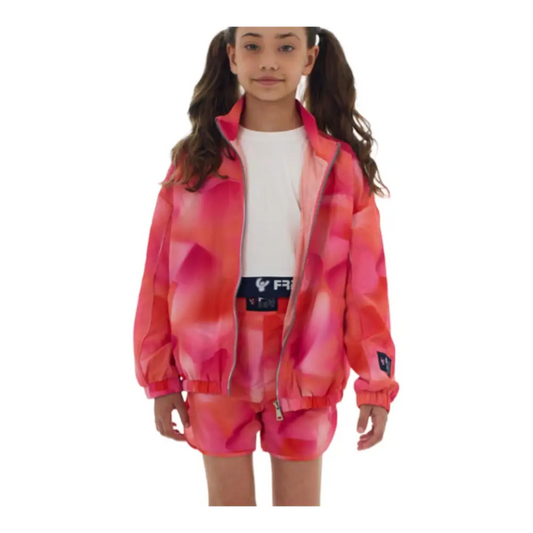 Shorts estivi colorati Freddy rosa abbinati a giacca sportiva per bambina