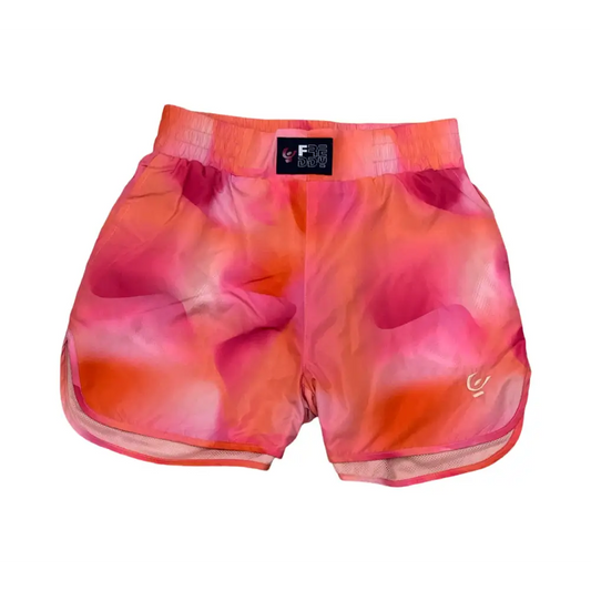 Shorts estivi colorati Freddy in tessuto leggero con stampa sfumata arancione e rosa