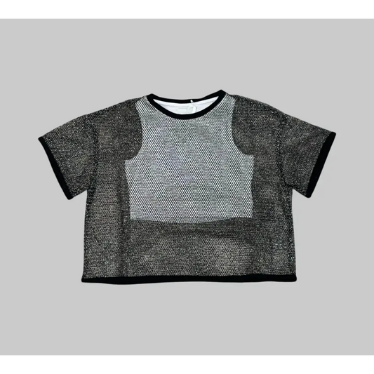 Maglietta trasparente a rete nera Freddy modello t-shirt rete Freddy FR1945 con bordi neri