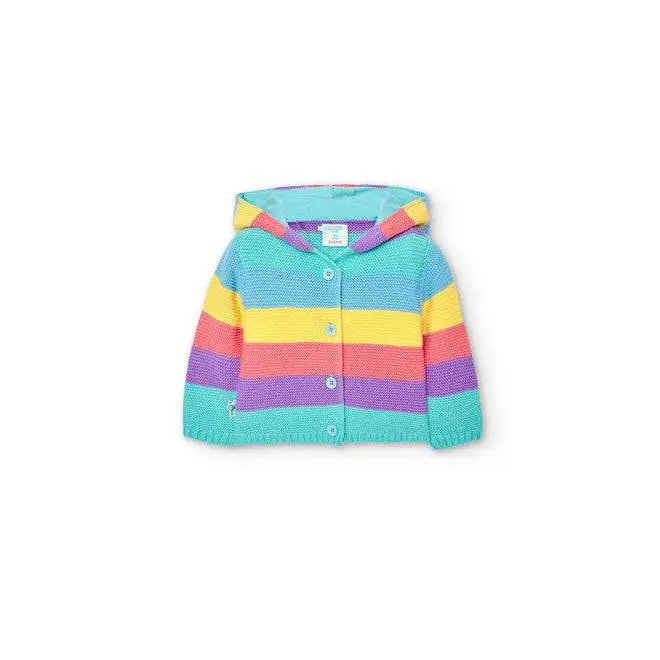 Felpa Boboli bambino con bottoni e cappuccio a righe multicolore giacca con cappuccio unisex colorata