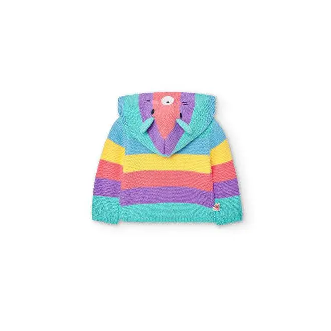Boboli felpa bambino con cappuccio a righe colorate con orecchie e viso animale simpatica giacca con cappuccio unisex colorata