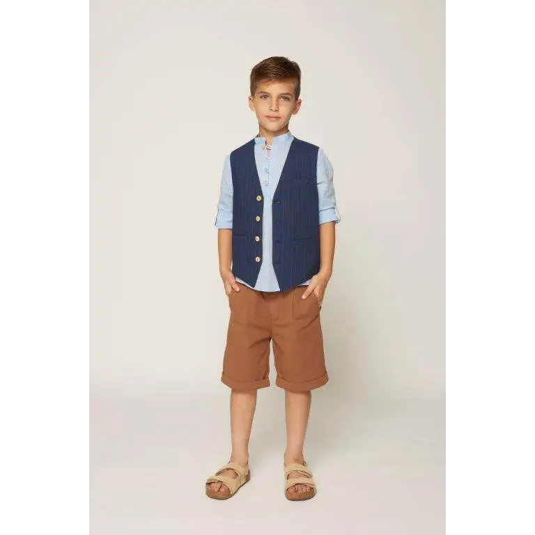 Gilet a righe foderato blu/rig per Bambino da 3anni a 7anni Y-Clu BYB9361 - OOPS by BabyBimbo 0-16