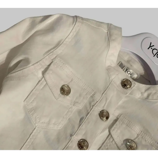 Giubbino Denim Bianco per bambina da 3anni a 8anni Y-Clù 340CYFBS25 - OOPS by BabyBimbo 0-16