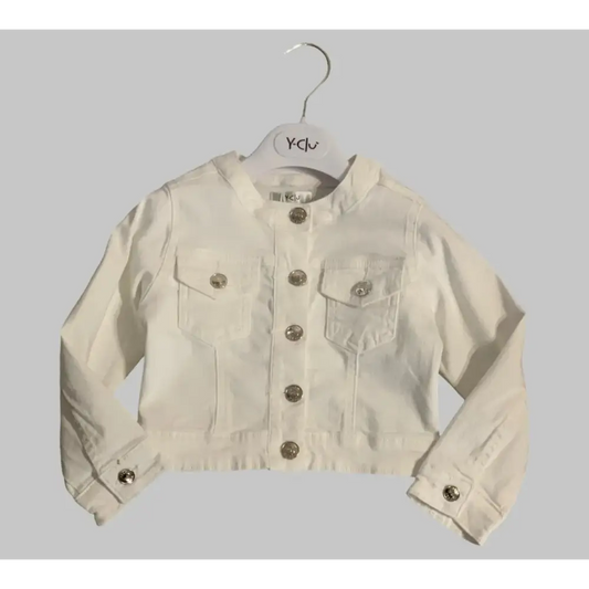 Giubbino Denim Bianco per bambina da 3anni a 8anni Y-Clù 340CYFBS25 - OOPS by BabyBimbo 0-16
