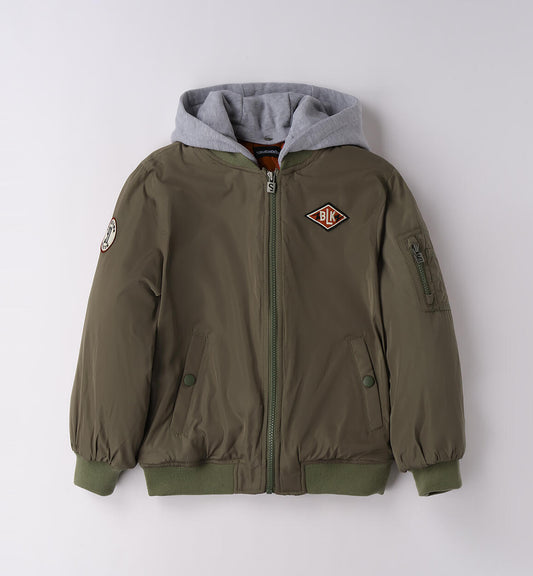 Giubbotto Bomber Ragazzo verde 8-16 Anni con Cappuccio Staccabile di Sarabanda