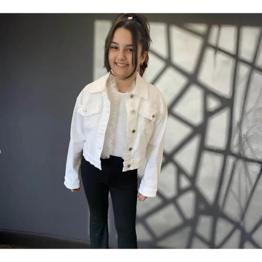 GIUBBOTTO DENIM BIANCO PER RAGAZZA YCLU 198CYFJS25 - OOPS by BabyBimbo 0-16