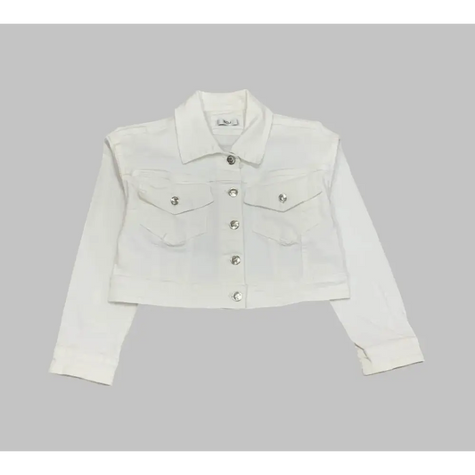 GIUBBOTTO DENIM BIANCO PER RAGAZZA YCLU 198CYFJS25 - OOPS by BabyBimbo 0-16