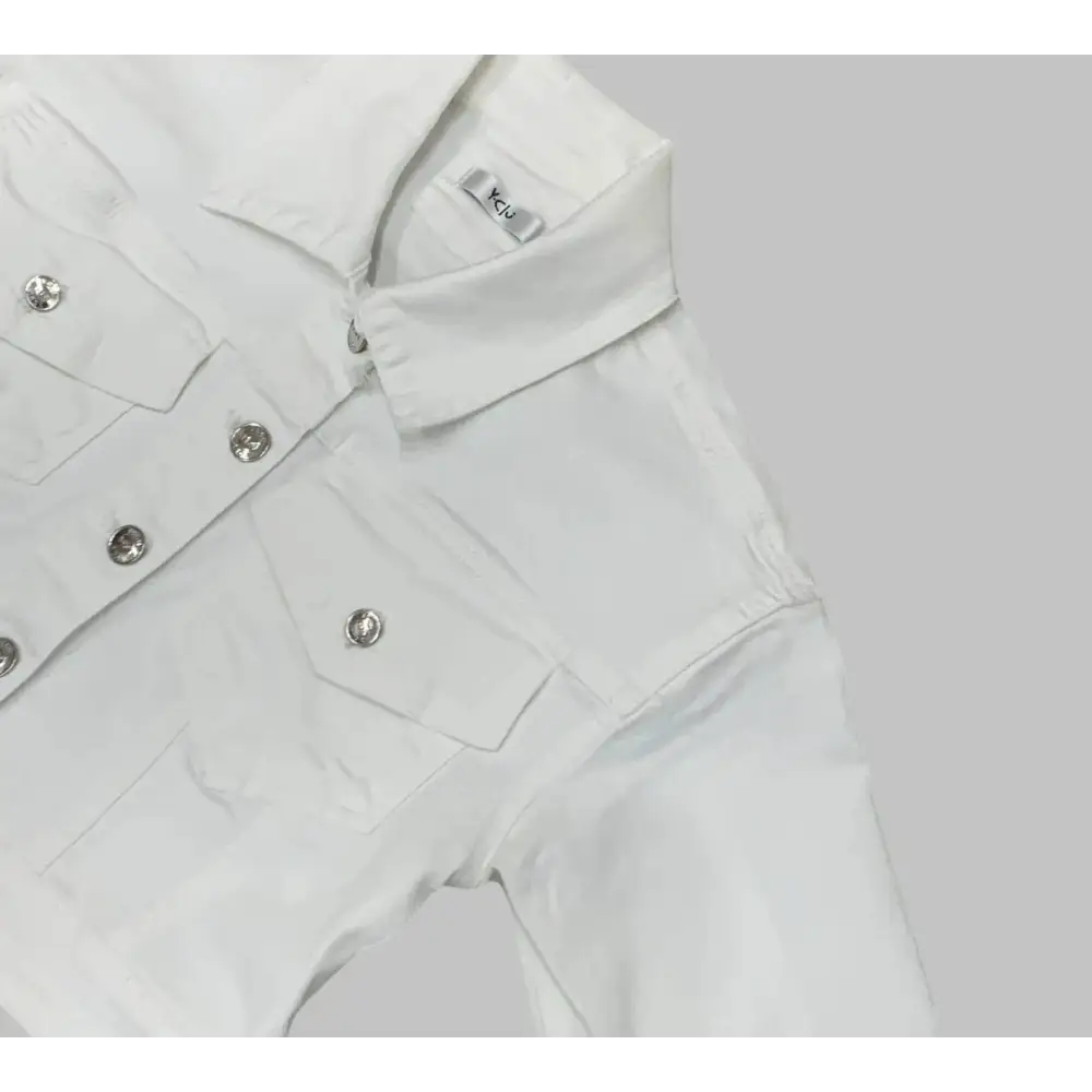 GIUBBOTTO DENIM BIANCO PER RAGAZZA YCLU 198CYFJS25 - OOPS by BabyBimbo 0-16