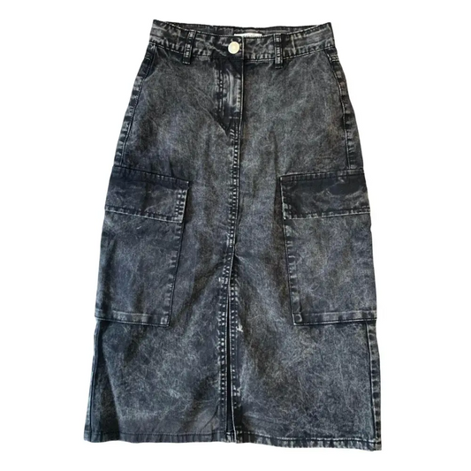 Gonna Cargo nero Stone washed per bambina da 8anni a 16anni Y-Clu YFJF24G237 - OOPS by BabyBimbo 0-16