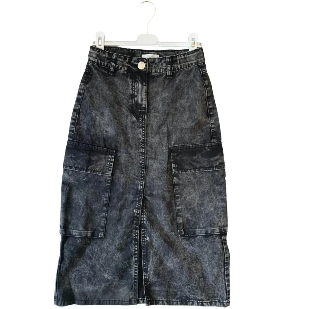 Gonna Cargo nero Stone washed per bambina da 8anni a 16anni Y-Clu YFJF24G237 - OOPS by BabyBimbo 0-16