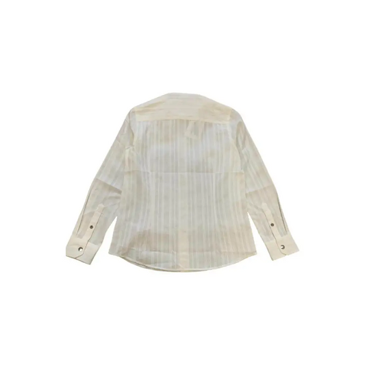 Y Clu camicia coreana ragazzo bianca a righe sottili vista retro maniche lunghe polsini con bottoni