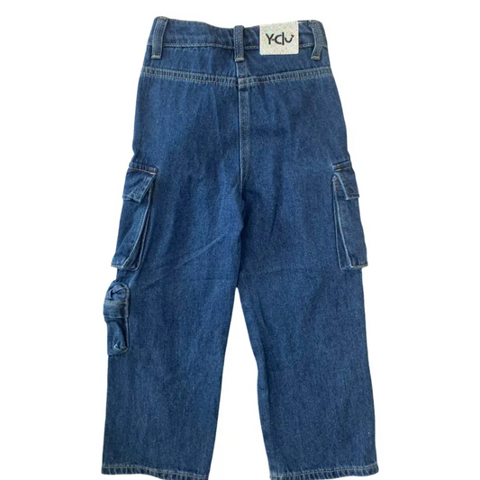 Jeans Cargo multi tasche per bambina da 3anni a 7anni Y-Clu YFBF24P410 - OOPS by BabyBimbo 0-16