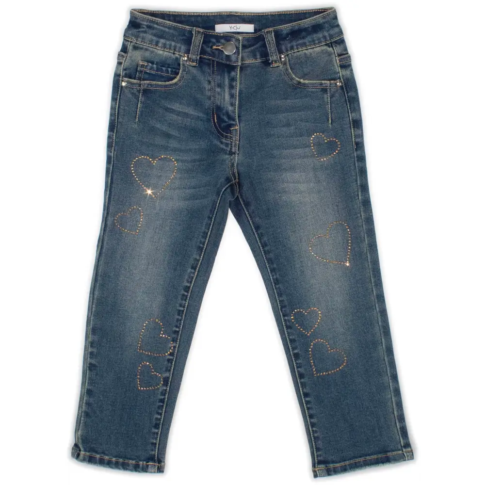 Jeans con strass per bambina da 3anni a 7anni Y-Clù YB20412 - OOPS by BabyBimbo 0-16