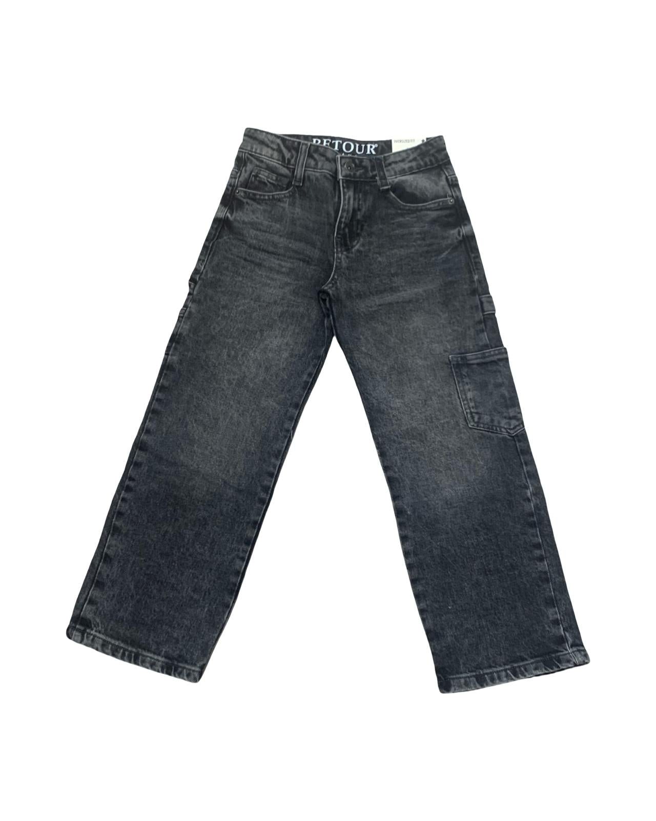 Jeans neri streetwear ragazzo Retour con taglio ampio e dettagli moderni