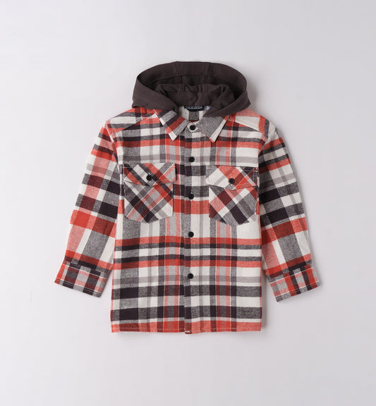 Sarabanda camicia a quadri con cappuccio bambino in flanella