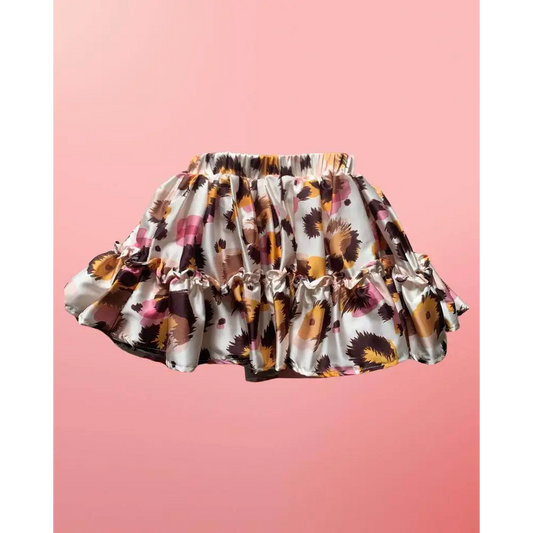 gonna fantasia bambina 3 7 anni Paris Hilton in raso con balze a volant e vita elasticizzata motivo floreale