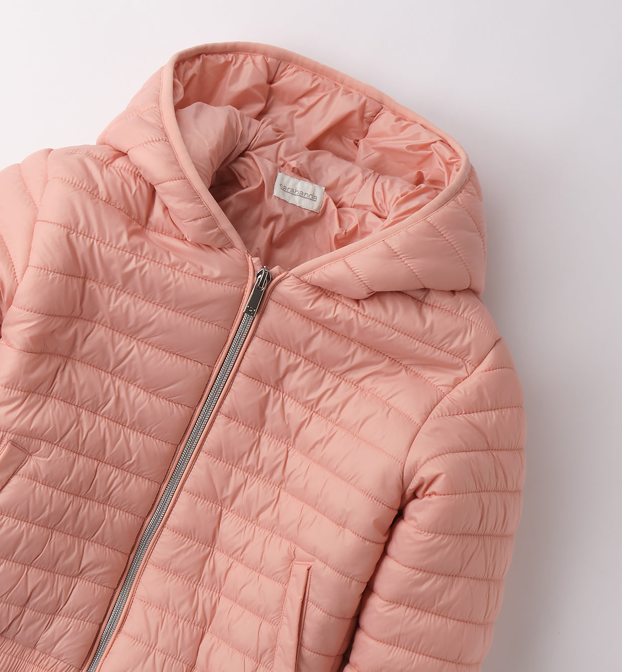 Sarabanda giubbotto bambina rosa trapuntato con cappuccio cerniera frontale leggero imbottito tasche