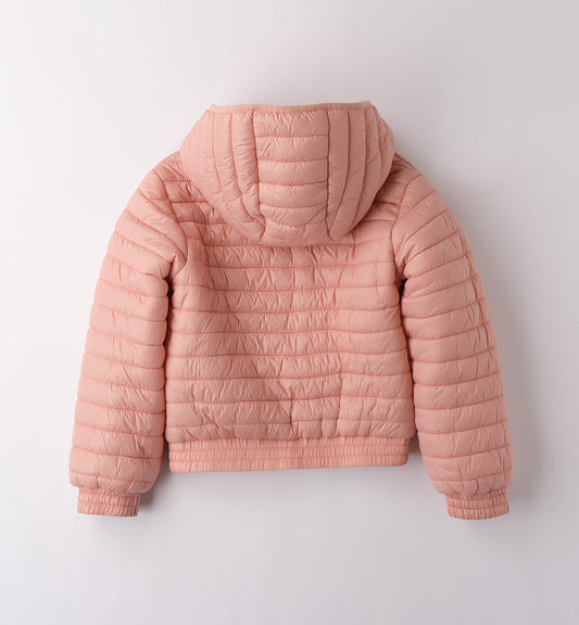 Sarabanda giubbotto bambina rosa imbottito con cappuccio stile trapuntato corto ideale per inverno