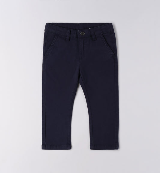 Pantaloni Sarabanda in cotone blu scuro con tasche frontali e passanti per cintura jeans bambino blu