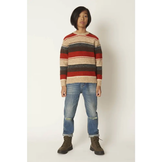 Y Clu jeans strappati ragazzo 8 16 anni denim blu lavaggio chiaro con ginocchia strappate risvolto e stivaletti