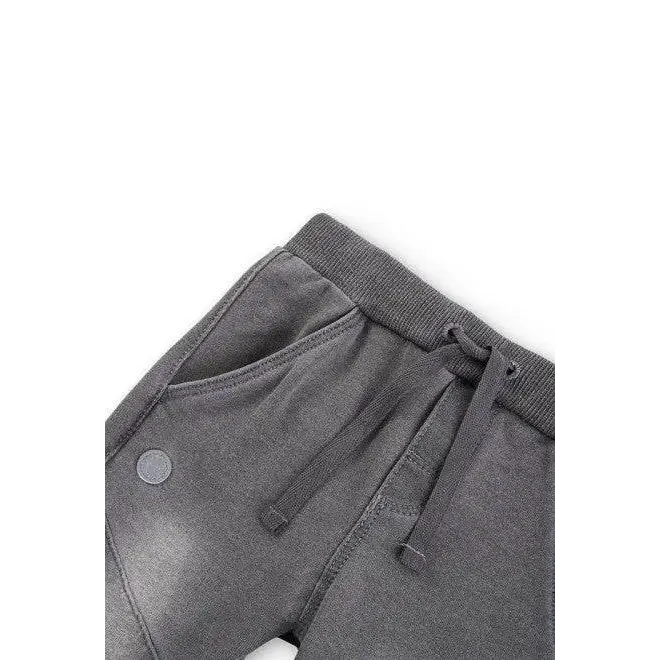 Boboli pantaloni bambino effetto jeans grigio con vita elasticizzata coulisse tasche e patch logo