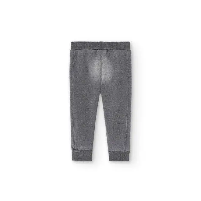 Boboli pantaloni bambino effetto jeans grigio in felpa con elastico in vita e fondo a costine