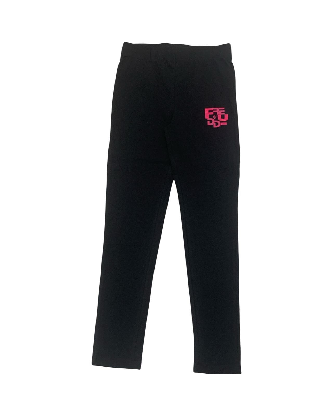 Leggings nero bambina Freddy con logo rosa per comfort e stile quotidiano