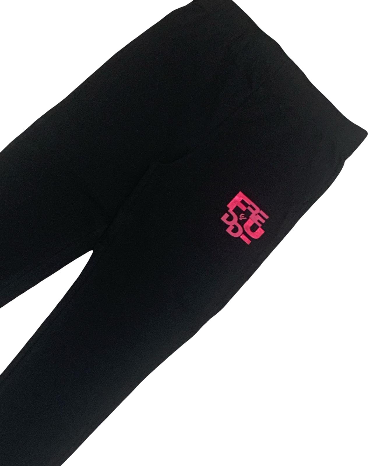 Leggings nero bambina Freddy con logo rosa sulla parte posteriore per un look trendy e comodo