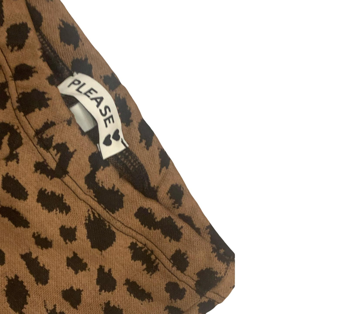 Leggings zampa bambina maculati in color marrone con etichetta Please