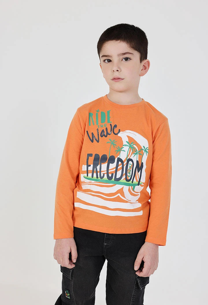 Maglietta arancione con stampa per bambino – BOBOLI - OOPS by BabyBimbo 0-16