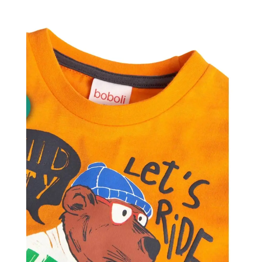Maglietta arancione stampata per Bambino da 18mesi a 8anni Boboli 349107 - OOPS by BabyBimbo 0-16