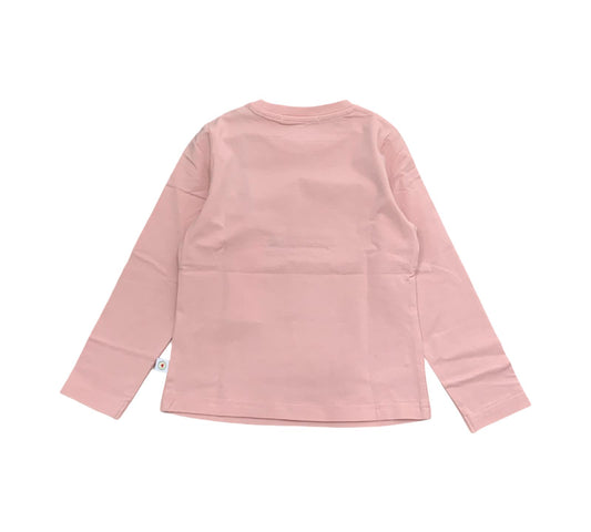 Maglietta bambina cuore nero in rosa con maniche lunghe e design semplice di Tobetoo