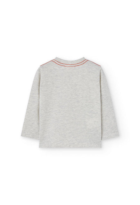 Maglietta bambino jersey per bimbo orso wild manica lunga grigio chiaro Boboli