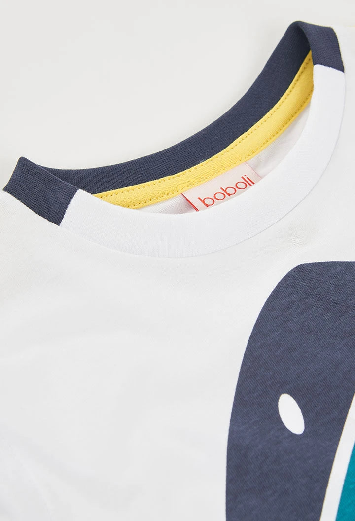 Maglietta Bambino Maniche Lunghe in Cotone con Squalo – BOBOLI - OOPS by BabyBimbo 0-16