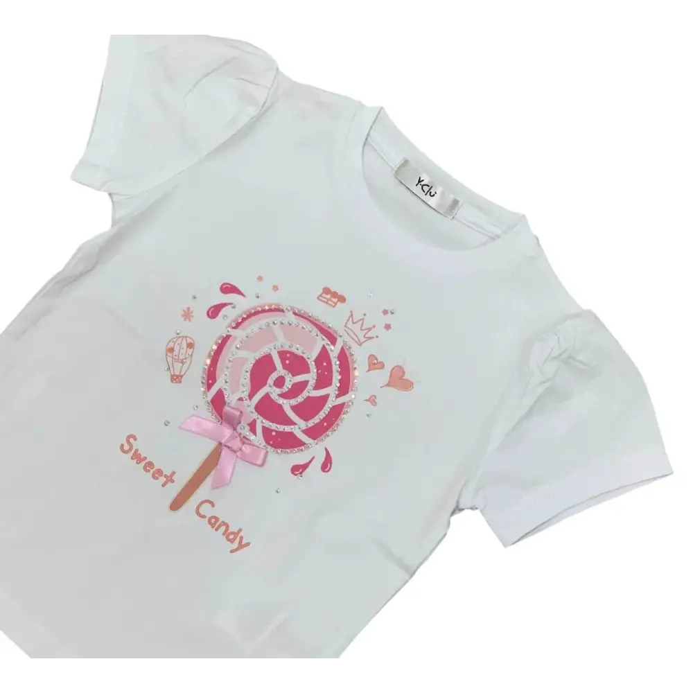 MAGLIETTA BIANCA LOLLIPOP Y-CLU 406TYFBS25 - OOPS by BabyBimbo 0-16
