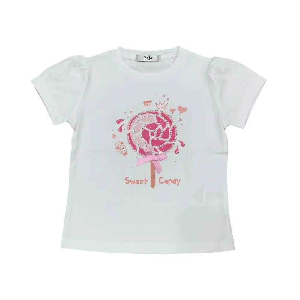 MAGLIETTA BIANCA LOLLIPOP Y-CLU 406TYFBS25 - OOPS by BabyBimbo 0-16
