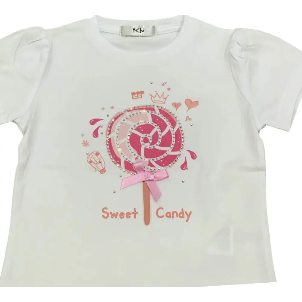 MAGLIETTA BIANCA LOLLIPOP Y-CLU 406TYFBS25 - OOPS by BabyBimbo 0-16