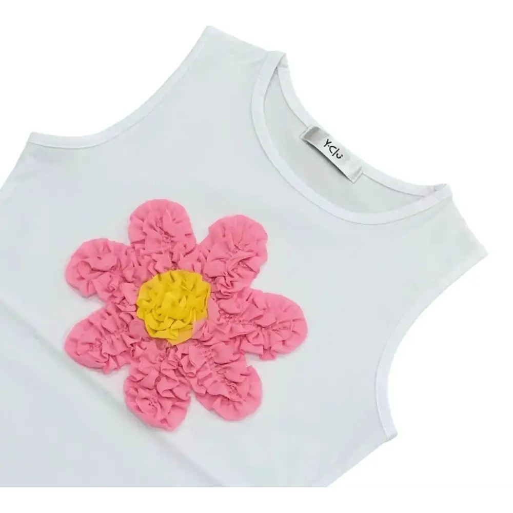 MAGLIETTA CANNOTTIERA CON UN FIORE ROSA Y-CLU 404TYFBS25 - OOPS by BabyBimbo 0-16